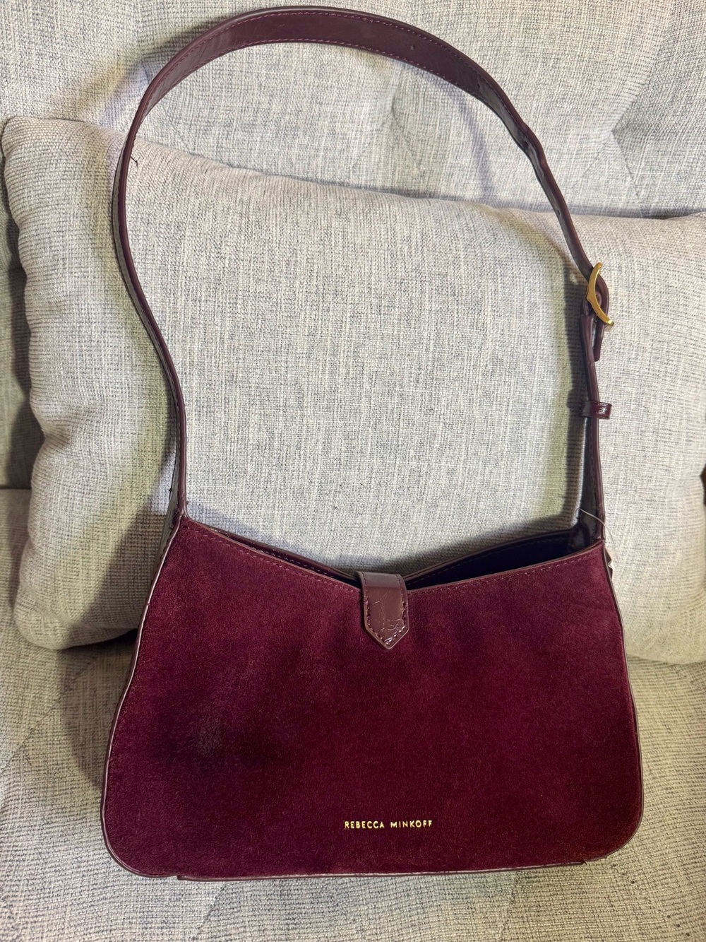 Rebecca Minkoff Megan Small Shoulder Bag in Mulberry Suede